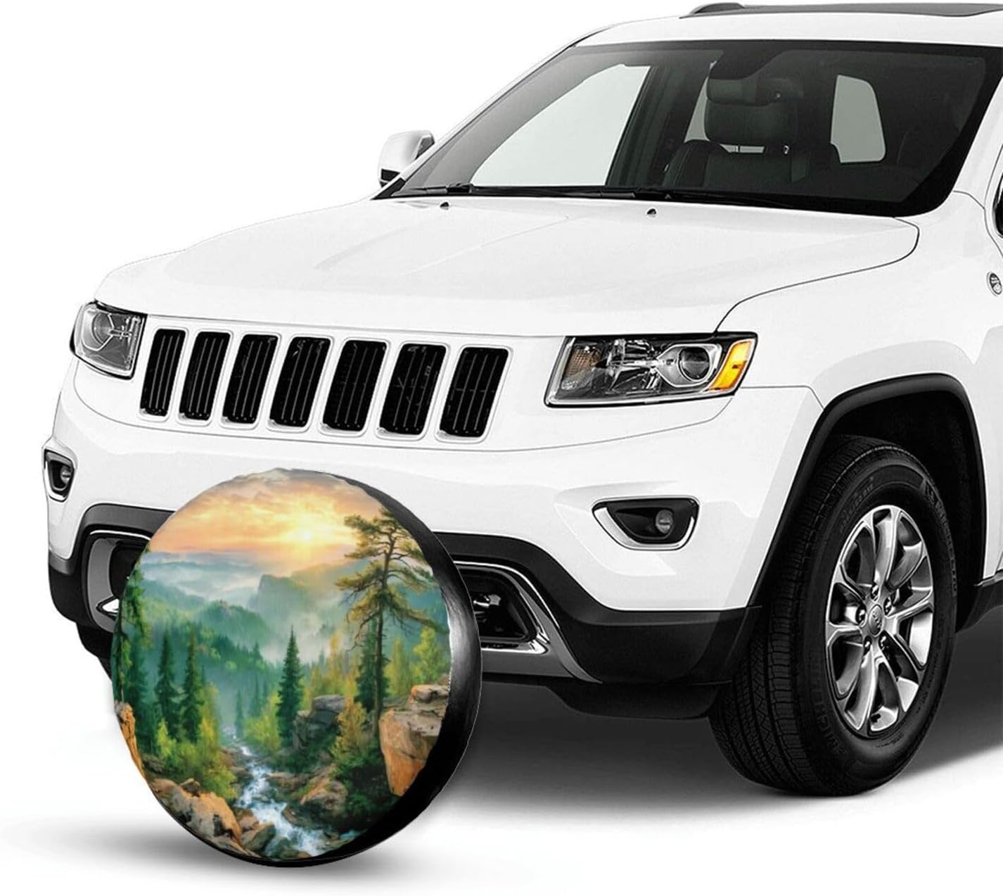 Watercolor Mountain Landscape Spare Tire Cover, Nature Style Waterproof Wheel Protector Covers Universal for Rv Suvs Trucks Camper Travel Trailers, 14 inch