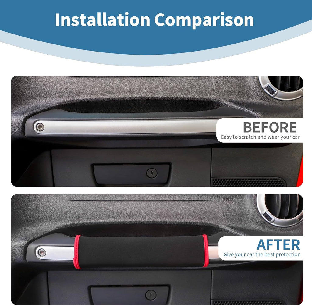 for Jeep JK Passenger Grab Handle Protector Cover Fit for Jeep Wrangler JK JKU 2011-2017 Black Red Interior Accessories 1pc