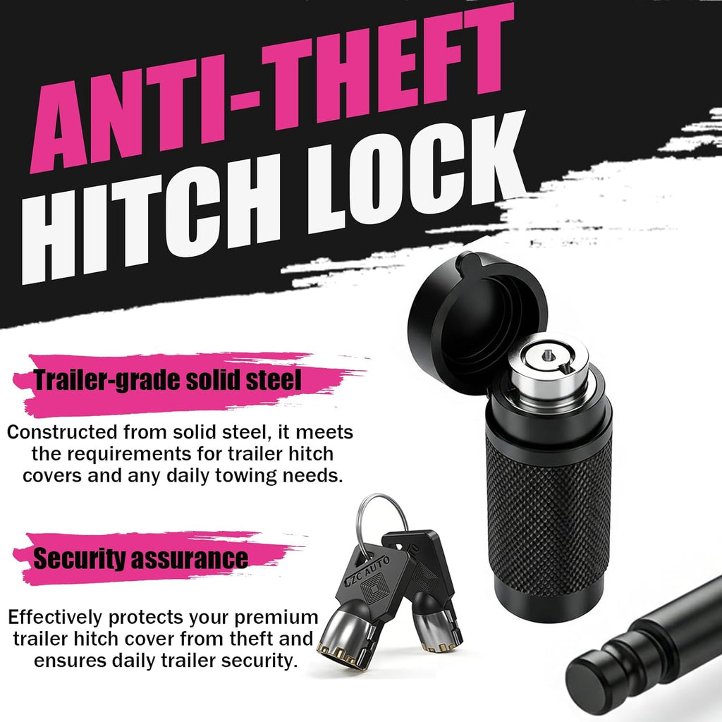 Pink Hitch Covers - Silly Boys Trucks are for Girls,Fits for 2 Inch Receivers with 5/8-Inch Pin Diameter Anti-Theft Hitch Lock,Funny Trailer Hitch Cover for Trucks, SUVs, Girl Pink Truck Accessories