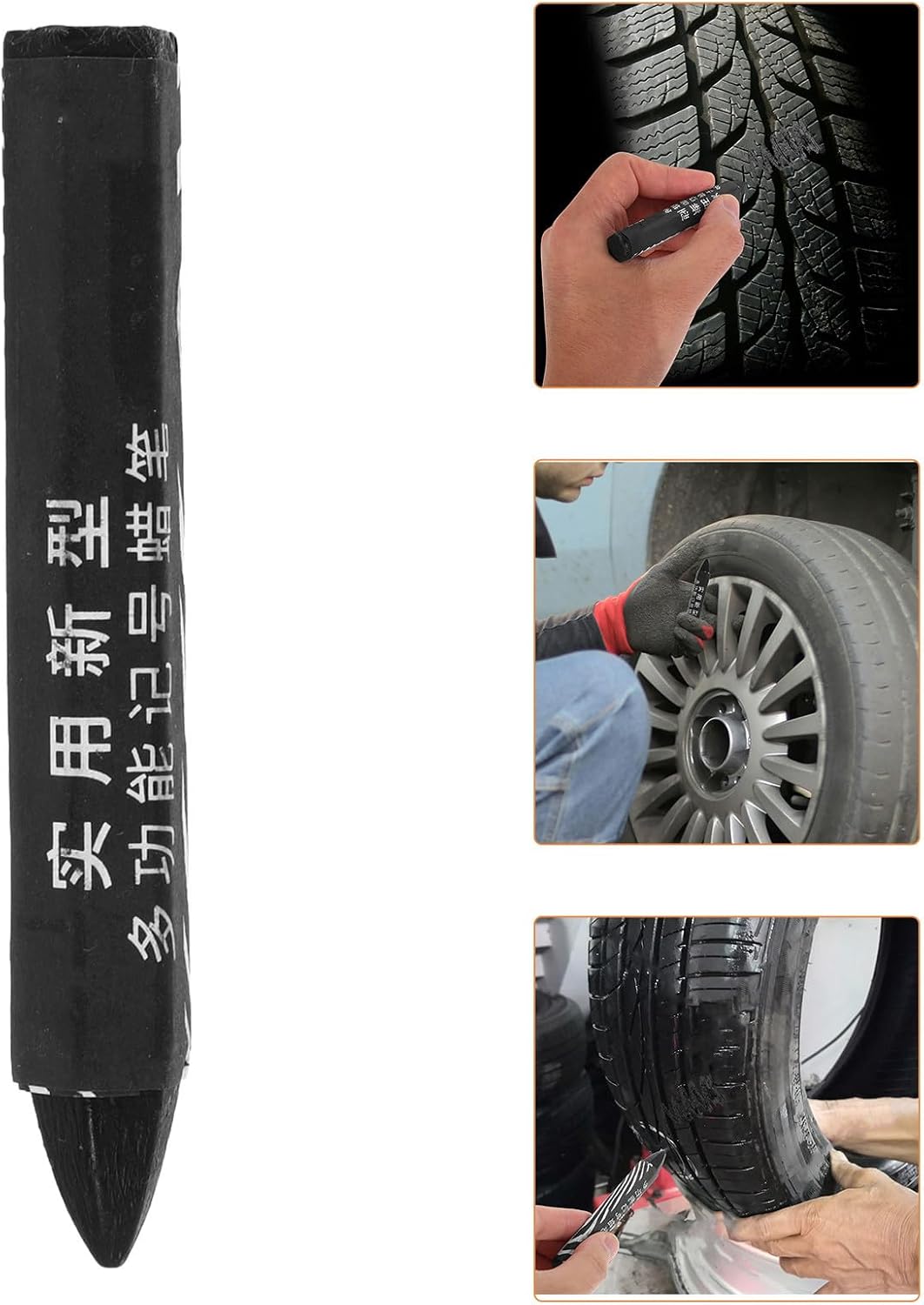 PRETYZOOM 6pcs Black Tire Marker Pens for Car Tire Repair Long-lasting Wax Material with Easy to Carry Design and Maintenance