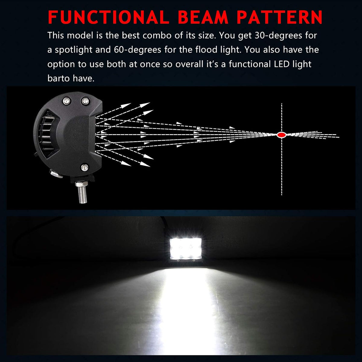 willpower 10 pieces 18w 4 inch led work showing dimensions