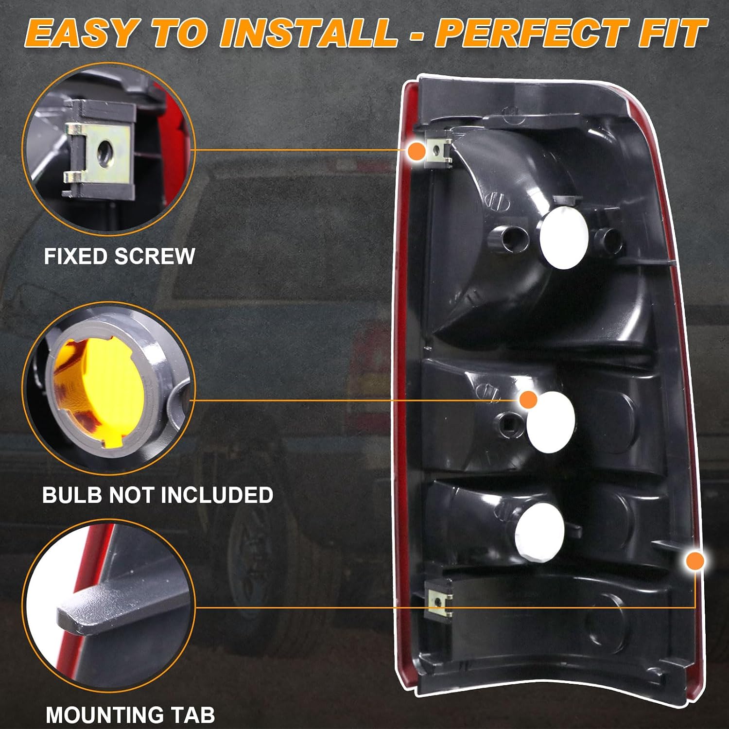 Tail Lights Compatible With 1999-2002 Chevy Silverado 1999-2006 GMC Sierra 1500 2500 3500 1500 HD 2500HD Driver and Passenger Side Taillights Rear Lamp without Bulb (Black Border)