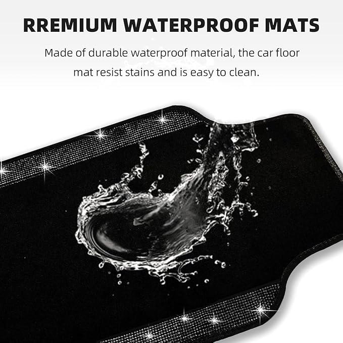NBTEPEM Black Bling Car Floor Mats Full Set, Universal Fit Most Cars - Image 3