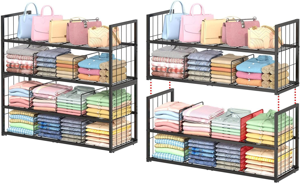 hongtamoya 2 pack stackable closet storage shelf, main product view