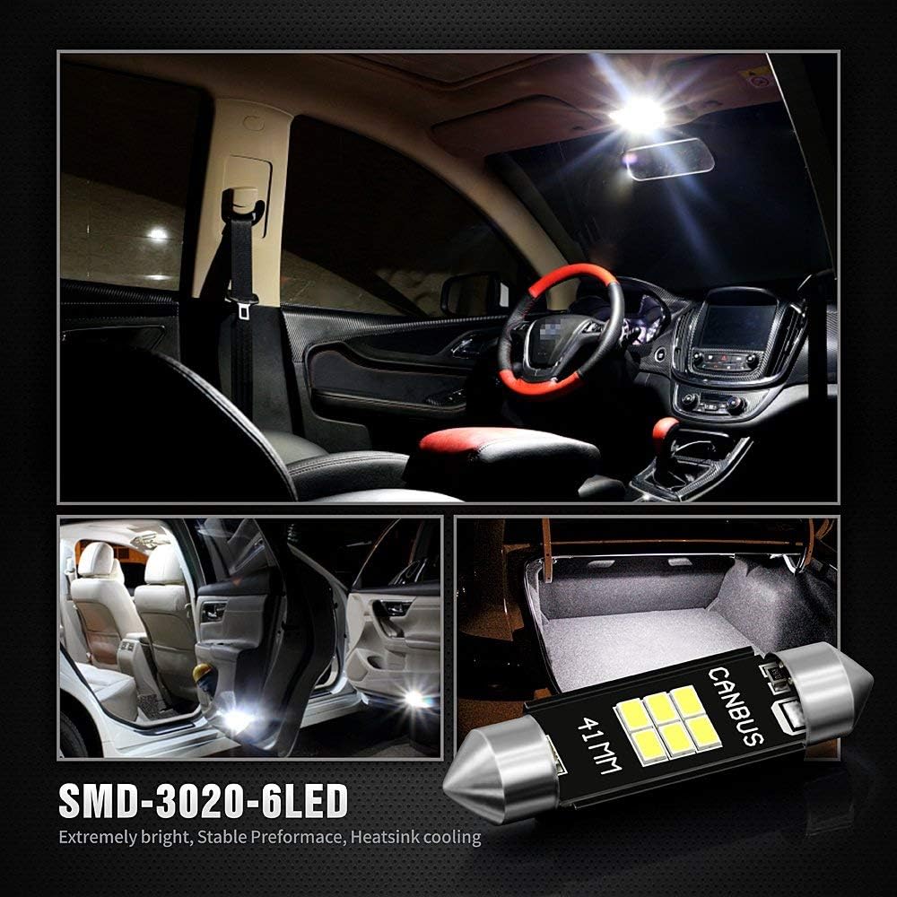 SIR IUS LED 578 light bulb festoon white Bright 400 Lumens 3020 Chipset Canbus Error Free bulb for Interior Car Truck License Plate Dome Trunk Courtesy 41MM 211-2 569 6000K
