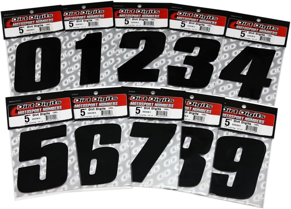 Dirt Digits DD73B-3 Black 7" High-Gloss Precision Die Cut Vinyl Number 3, 3 Pack