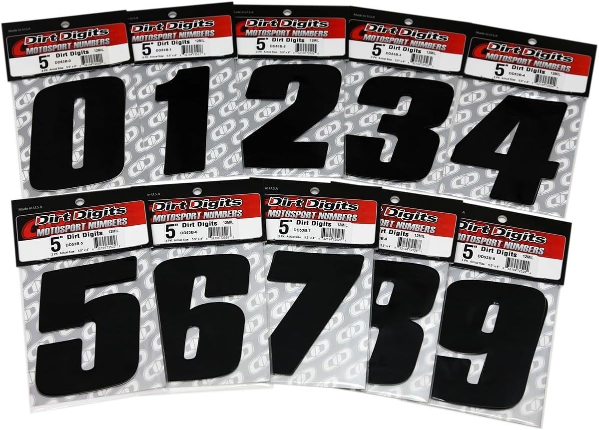 Dirt Digits DD73B-3 Black 7" High-Gloss Precision Die Cut Vinyl Number 3, 3 Pack