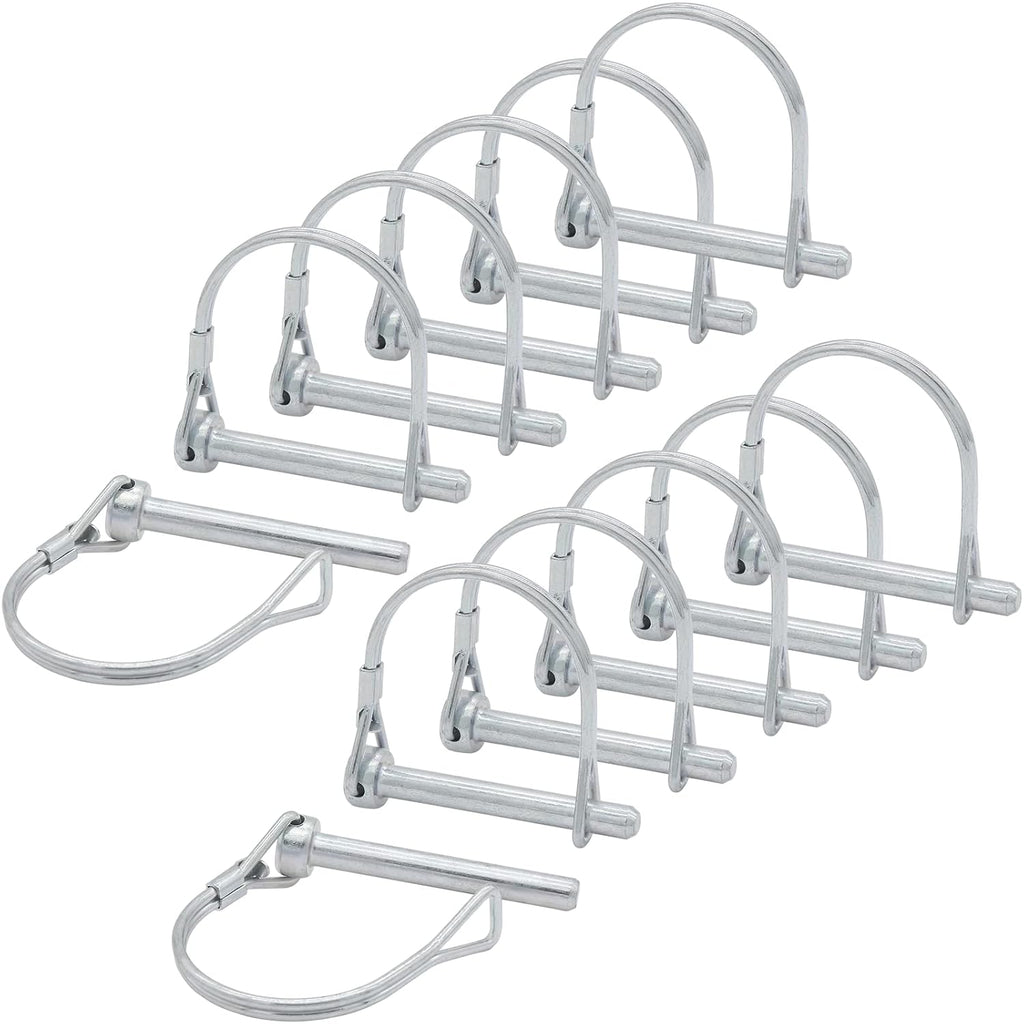 Bonsicoky 12 Pcs 1/4 x 1-3/4 Inch Wire Lock Pins, Heavy Duty Zinc Plated Pto Hitch Pin Arch Safety Coupler Pin Shaft Locking Pin for Farm Trailers Lawn Garden (6 x 45mm)