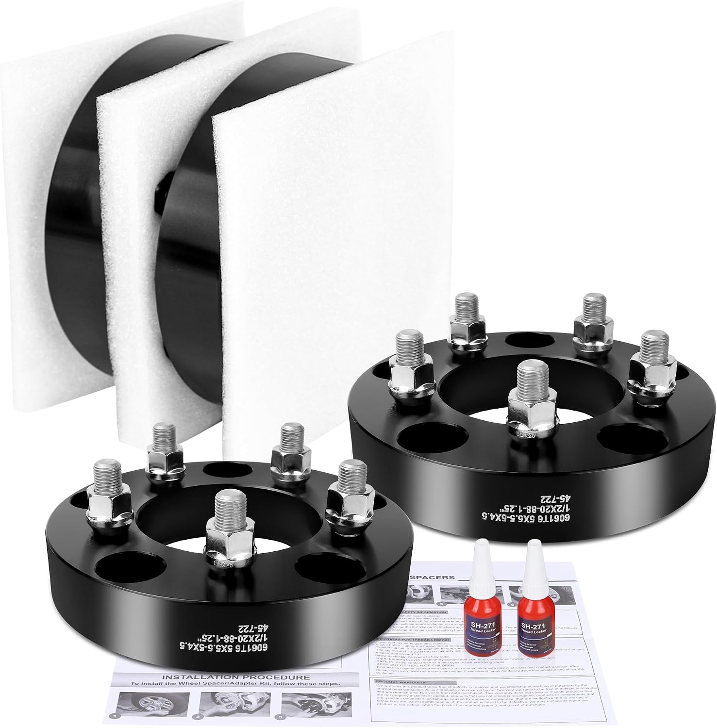YIZBAP 5x5.5 to 5x4.5 Wheel Adapter, 1.25 inch 5x139.7mm to 5x114.3mm Wheel Adapters 87.1mm Hub Bore with 1/2-20 Thread Pitch