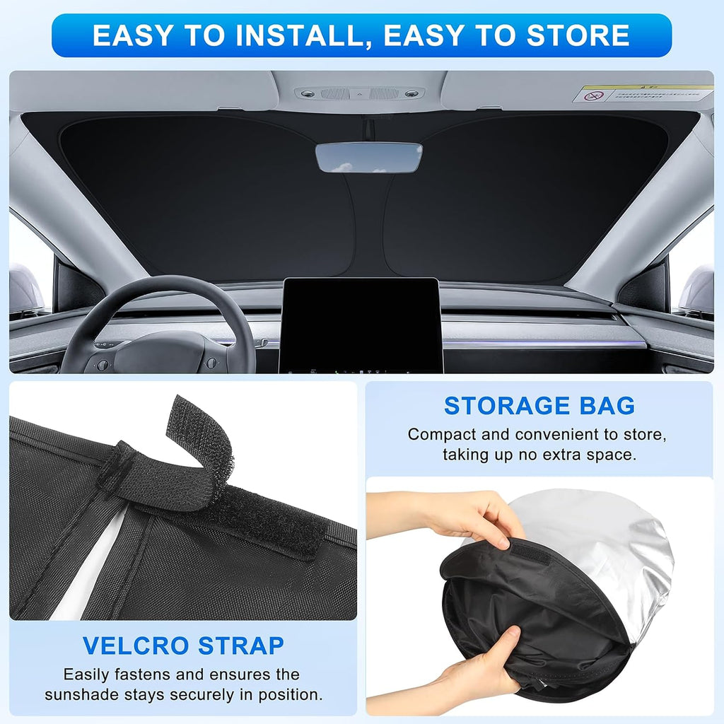 INSAUTO Custom Fit Windshield Sun Shade Accessories for Toyota Camry 2018-2024, Foldable Front Window Sunshade, UV & Heat Reflector, Keeps Interior Cool, Includes Storage Bag