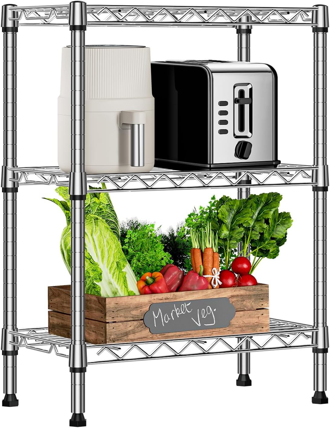 750 lbs 3 Tier Shelf Metal Storage Shelves Wire Rack Closet Organizers