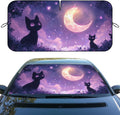 Black Kitten Car Front Window Sun Shield Crescent Moon Purple Sky Stars Windshield Sun Shade Visor Protector for Car Sedan Truck SUV Accessories 59" L x 31.5" W