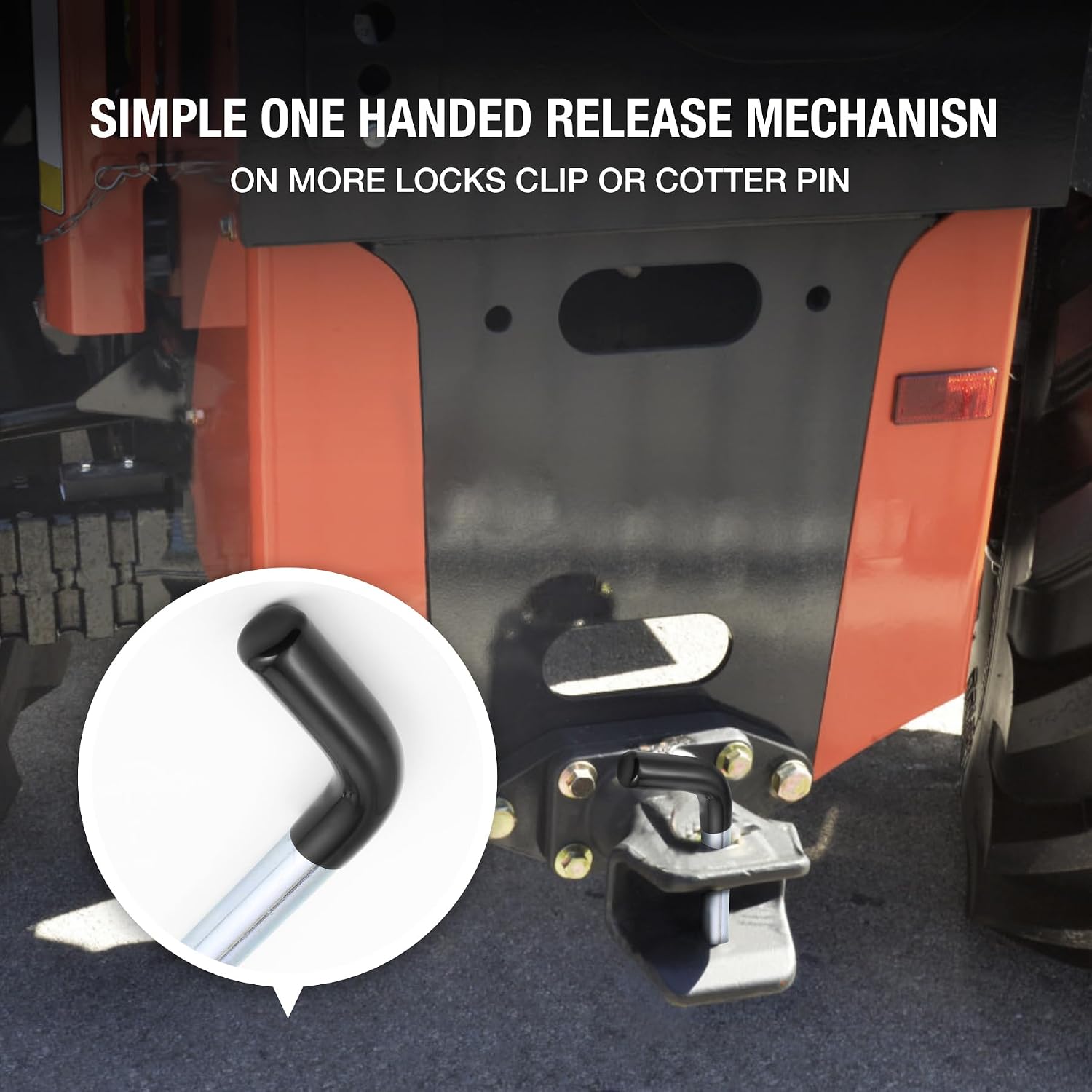 Trailer Hitch Pin, 1/2 Inch Diameter Tow Hitch Pin and Clip with Black Vinyl-Coated Grip for 1-1/4 Inch Receiver