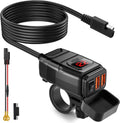EXTRACTME Motorcycle USB Charger, 6.8A Quick Charge 3.0 Dual USB Motorcycle Phone Charger with Voltmeter & ON/Off Switch, Waterproof Quick Disconnect SAE to USB Adapter for Phone, Tablet, GPS