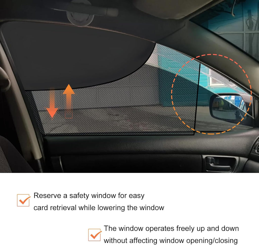 2 PCS Car Window Shades, Magnetic Double Layer Auto Front Side Window Cover with Half Shade, Breathable Mesh Vehicle Windows Sunshades Heat Blocker for Driver Passenger