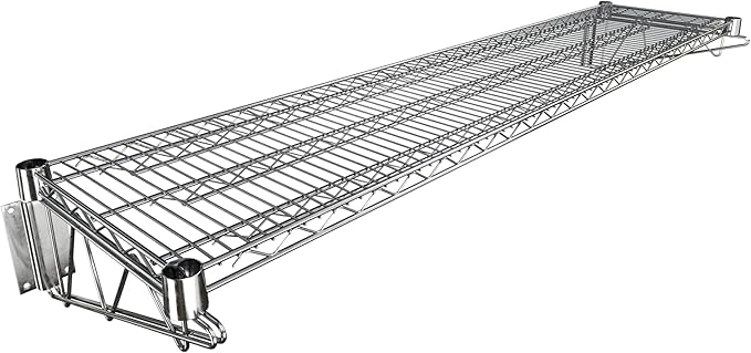 14" x 60" Chrome Wire Wall Mount Shelf by Krollen+Industrial