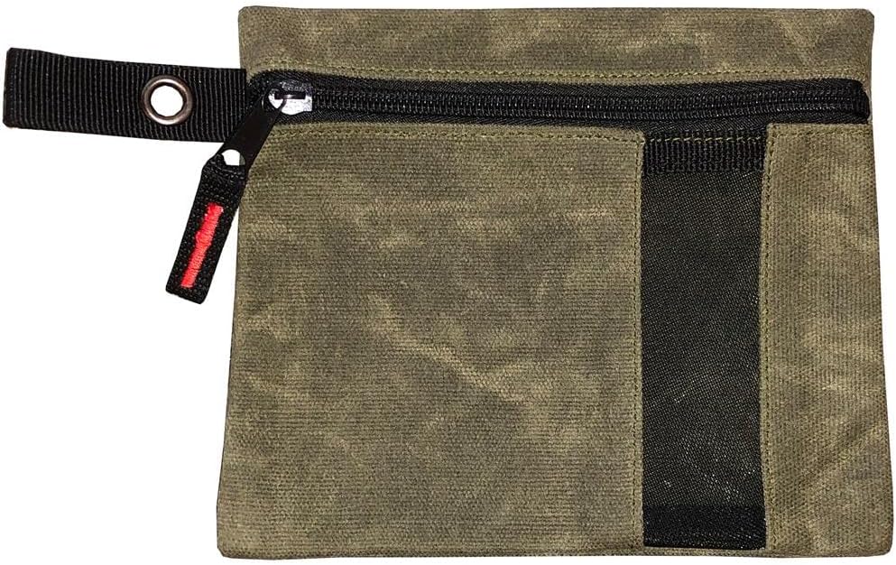 Overland Vehicle Systems Small Size 3-Bag Set of Storage Bags with Mesh Windows- #12 Waxed Canvas - Infused with Paraffin Wax Waterproofing - Universal For, Tools, Automotive, and more!