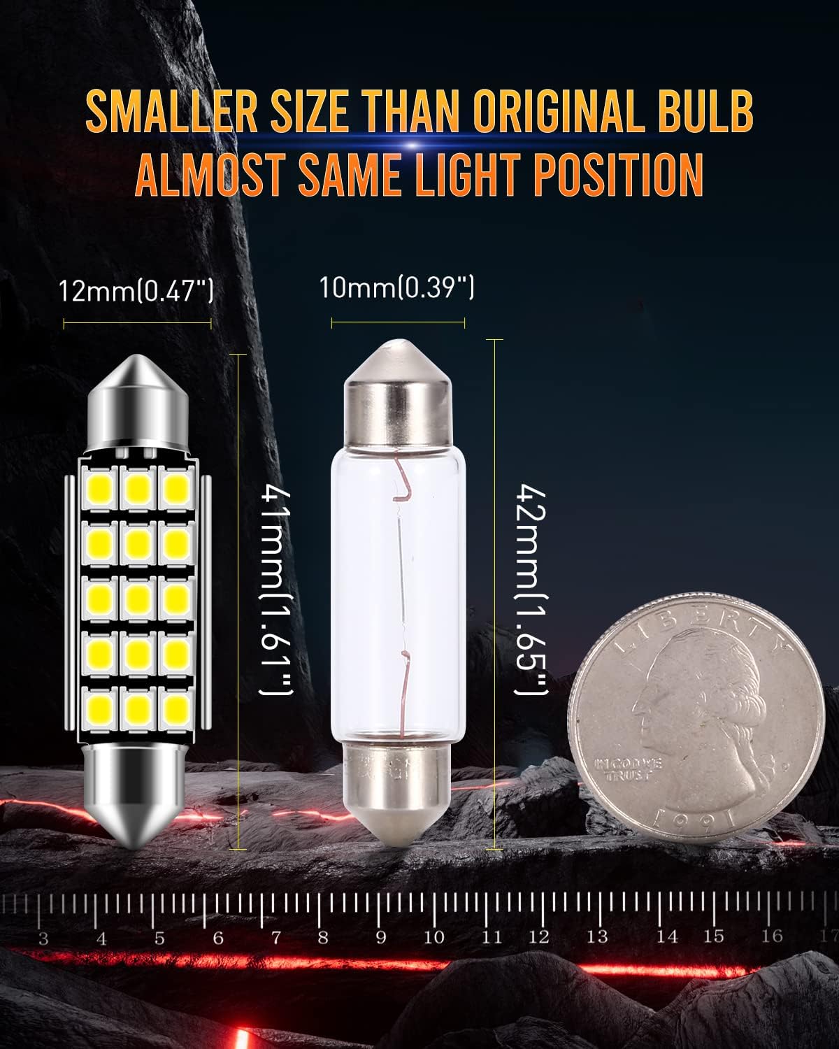 578 569 211-2 212-2 LED Bulbs Xenon White 360 Lumens Super Bright 2835 15-EX Chipsets Used for Interior Dome Map Door Courtesy light,Pack of 2