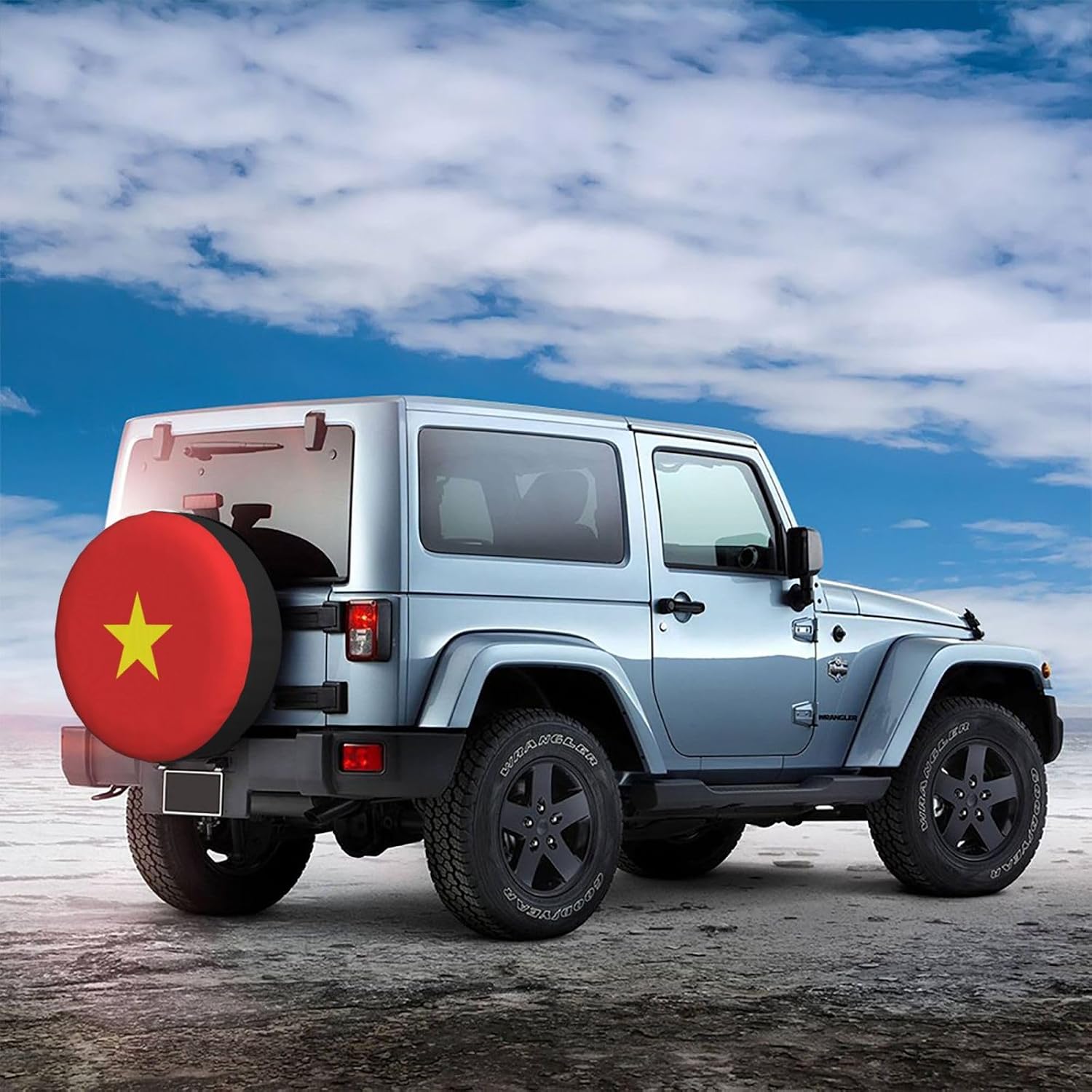 Vietnamese Flag Print Universal Spare Tire Cover for RV, Jeep | Wheel Protector Fits Rv, Trailer, Jeep, Shield Tires From Sun, Dirt And Rain For Outdoor Storage