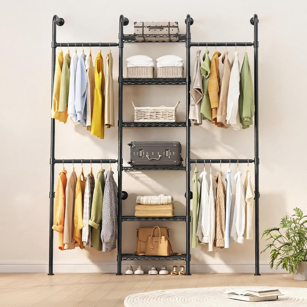 l3 wall mounted pipe closet system, matte black, main product view