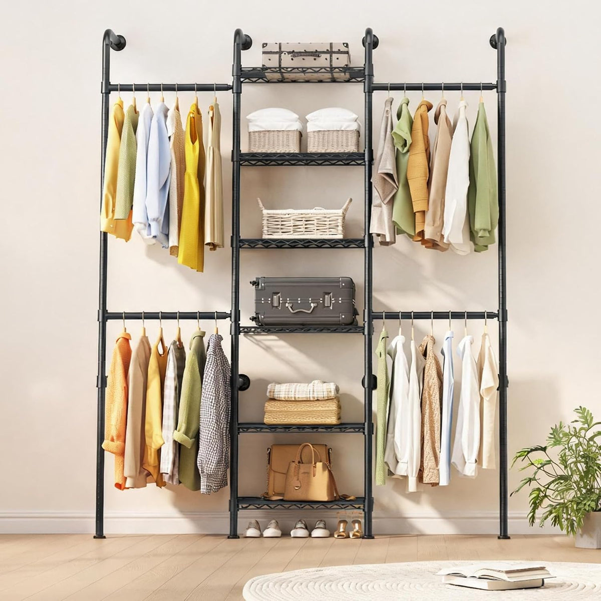 l3 wall mounted pipe closet system, matte black, main product view