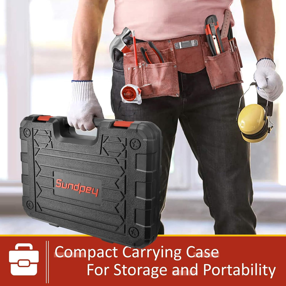 Sundpey 148 Pcs Portable Basic Hand Repair Home Tool Kit Set with Case Red