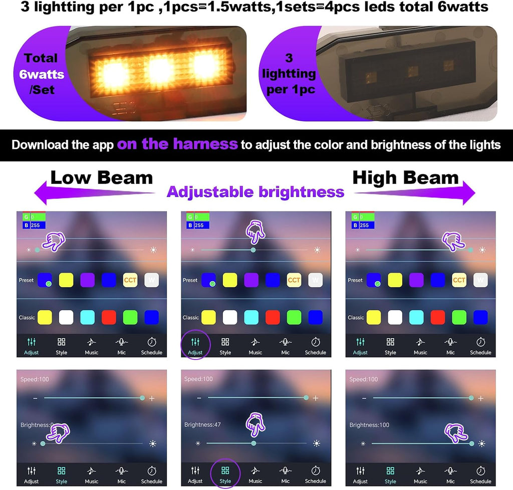 RGB Led Grille Lights for Toyota Tacoma Raptor Grills Light 2020-2023 | 4 in 1,smorked ,Oem Grille rgb lights for TRD Off Road Sport tacoma upgraded front bumper mesh mask cover