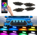 RGB Led Grille Lights for Toyota Tacoma Raptor Grills Light 2020-2023 | 4 in 1,smorked ,Oem Grille rgb lights for TRD Off Road Sport tacoma upgraded front bumper mesh mask cover