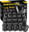 MIKKUPPA 20PCS 1/2-20 Lug Nuts - Replacement for 1991-2018 Ford Explorer, 1990-2012 Ranger, 1964-2014 Mustang Aftermarket Wheel - Black Bulge Acorn Closed End Solid Tire Lug Nut
