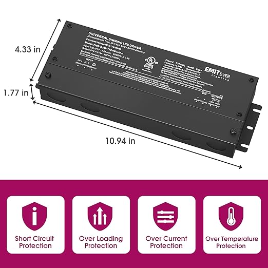EMITEVER 192W Dimmable LED Driver, 24V 5-in-1 Dimmable Power Supply, 2-Channels - Image 3