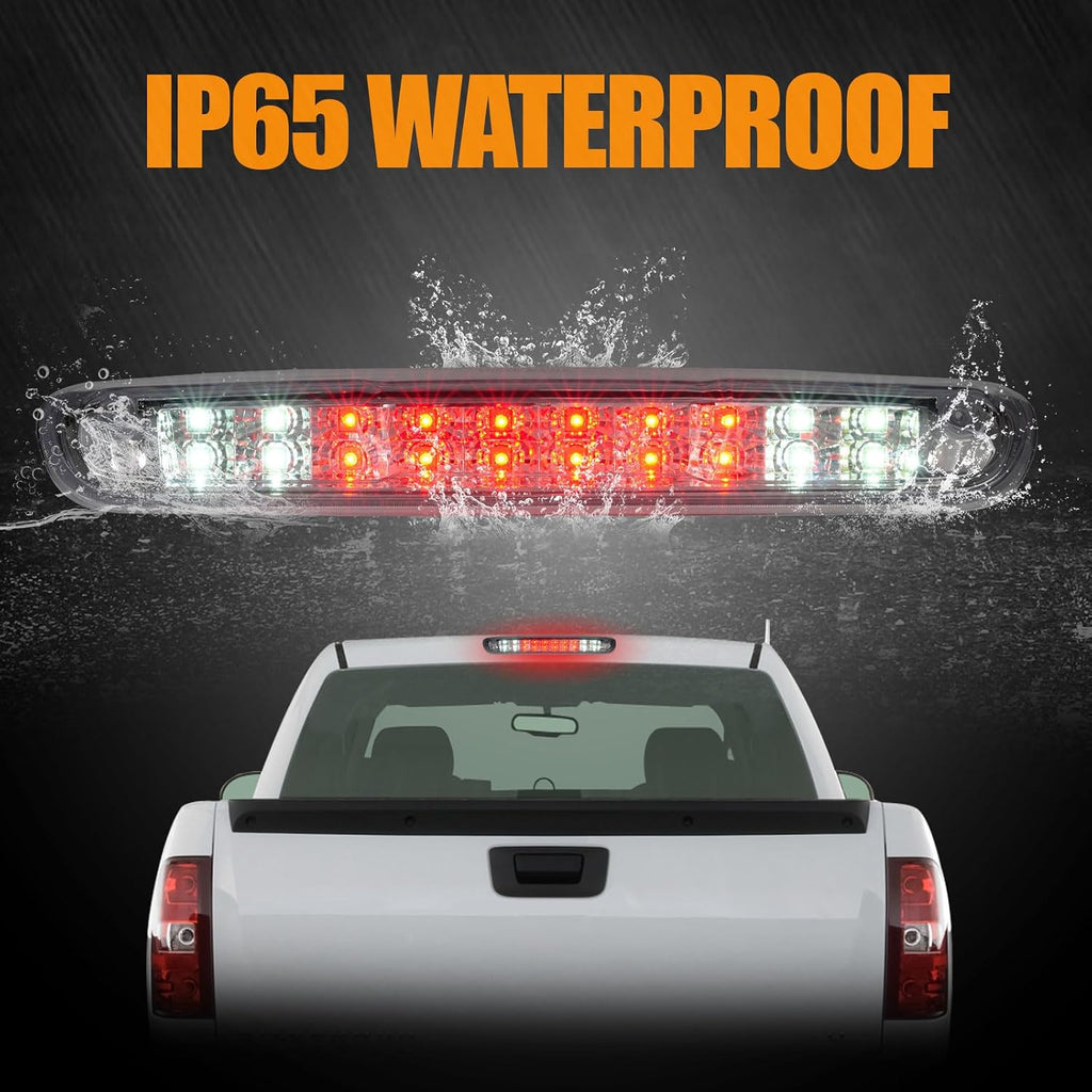 Third 3rd Brake Light, LED High Mount Stop Light for 2007-2013 Chevy Silverado/GMC Sierra 1500 2500HD 3500HD, Rear Center Cab Roof Tail Cargo Lamp (Chrome)