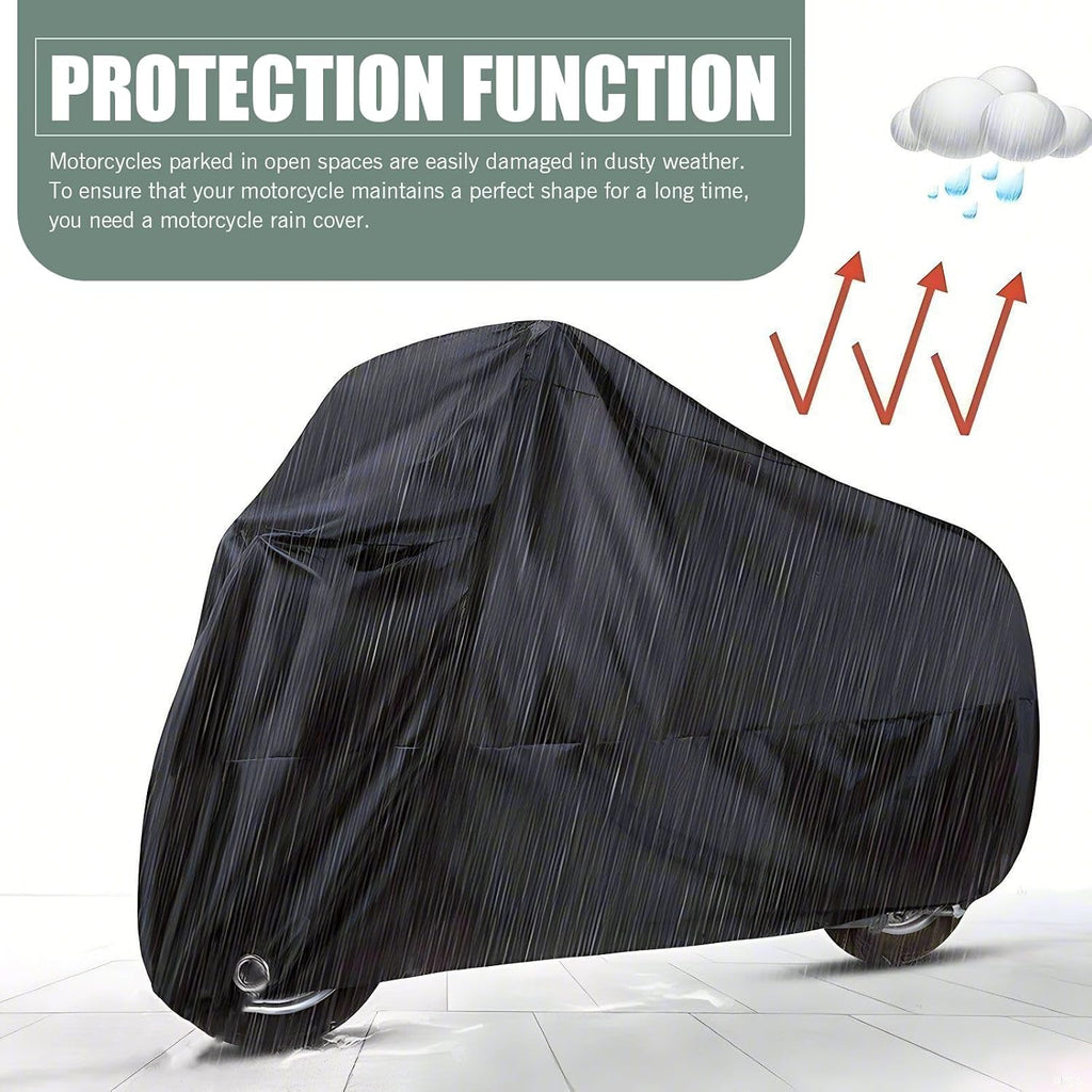 Downhill Motorcycle Cover, Outdoor Waterproof Motorcycle Cover, Motorcycle Full Cover Accessories with Storage Bag, Universal Foldable Durable Motorcycle Protective Cover Replacement (Black)