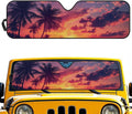 Palm Tree Windshield Sun Shade for Jeep Wrangler JL JLU & Gladiator, Front Window Sun Visor Blocks UV Rays Foldable Sunshade