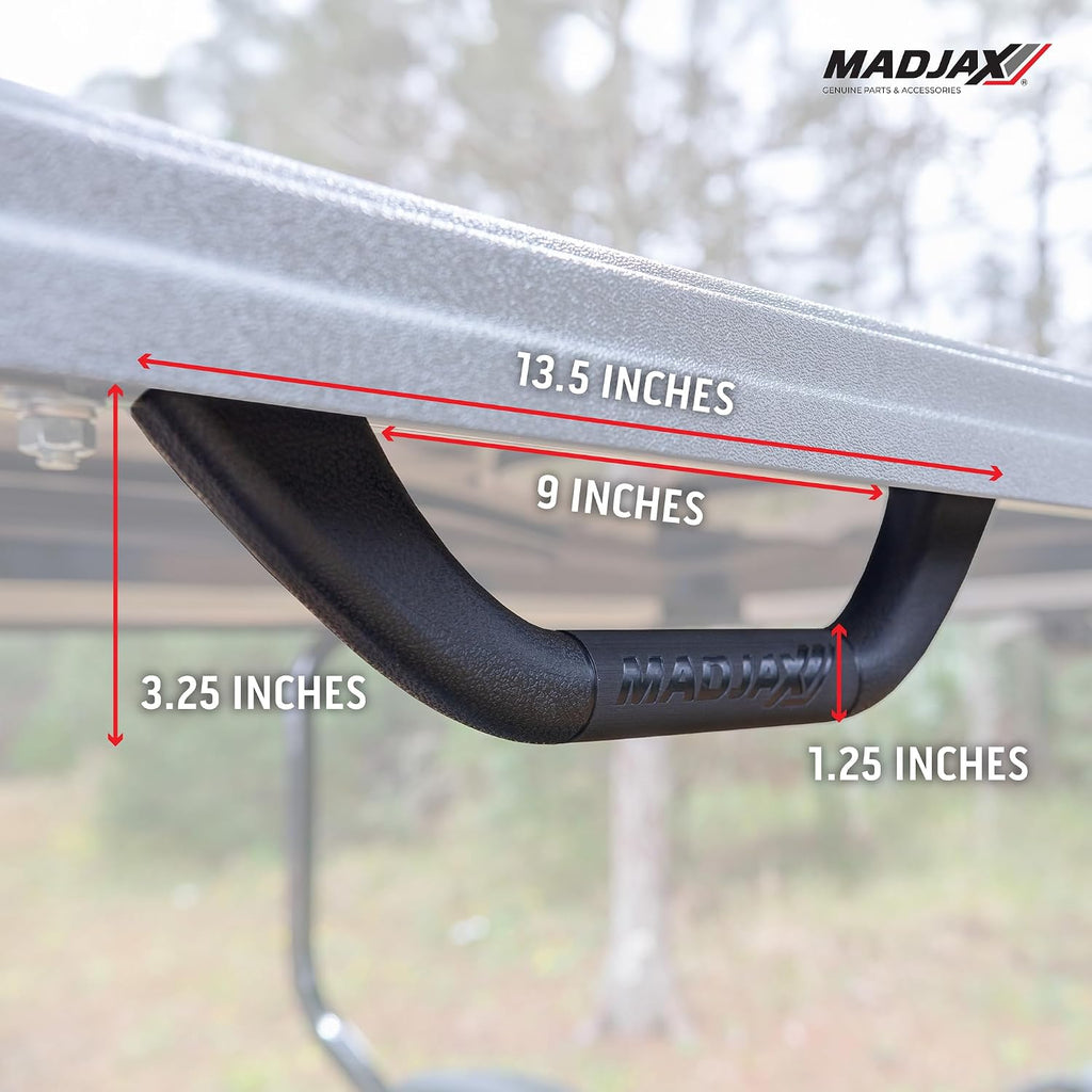 MADJAX Universal Golf Cart Hard Grab Handle | Automotive Style Black Sturdy Rubber Finish | Compatible with Club Car, EZGO, Yamaha, XSeries with RedDot Versa Triple Track Tops