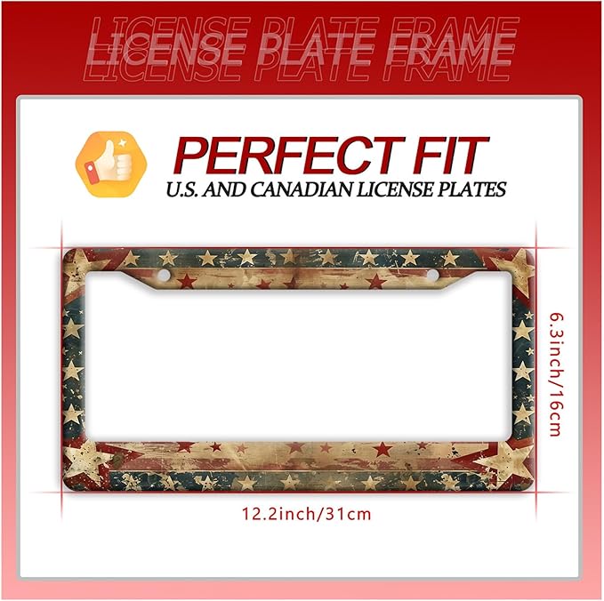 Retro American Flag License Plate Frame USA Flag Patriotic License Plate Holder - Image 7