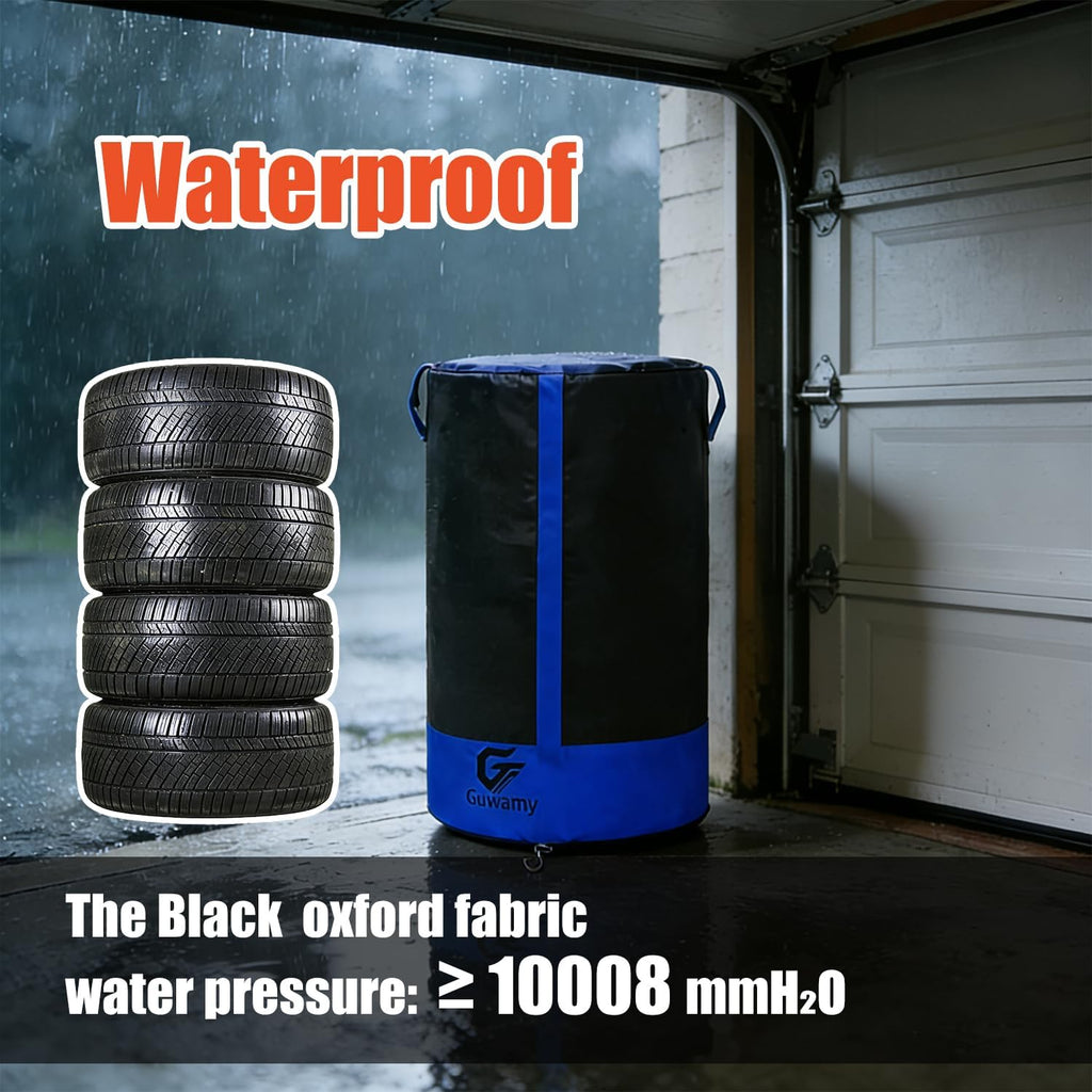 Waterproof Tire Storage Cover – Dust-Proof, Universal Tire Stack Cover for Up to 35" Diameter Tires | Black/Blue Two-Tone Design