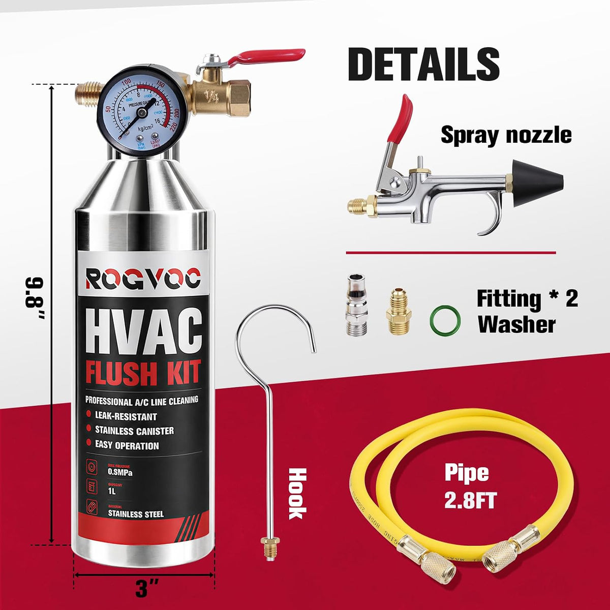 ac flush kit, hvac refrigeration system cleaning tool, close-up detail