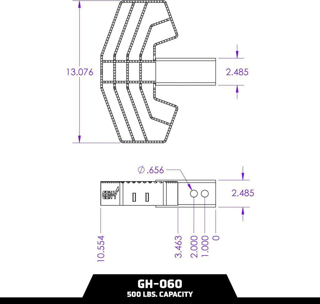 GEN-Y Hitch Serrated Hitch Step for 2.5-Inch Towing Receiver, Up to 500 LB Load Capacity with Serrated No Slip Surface, Textured Powder-Coat Finish, Black