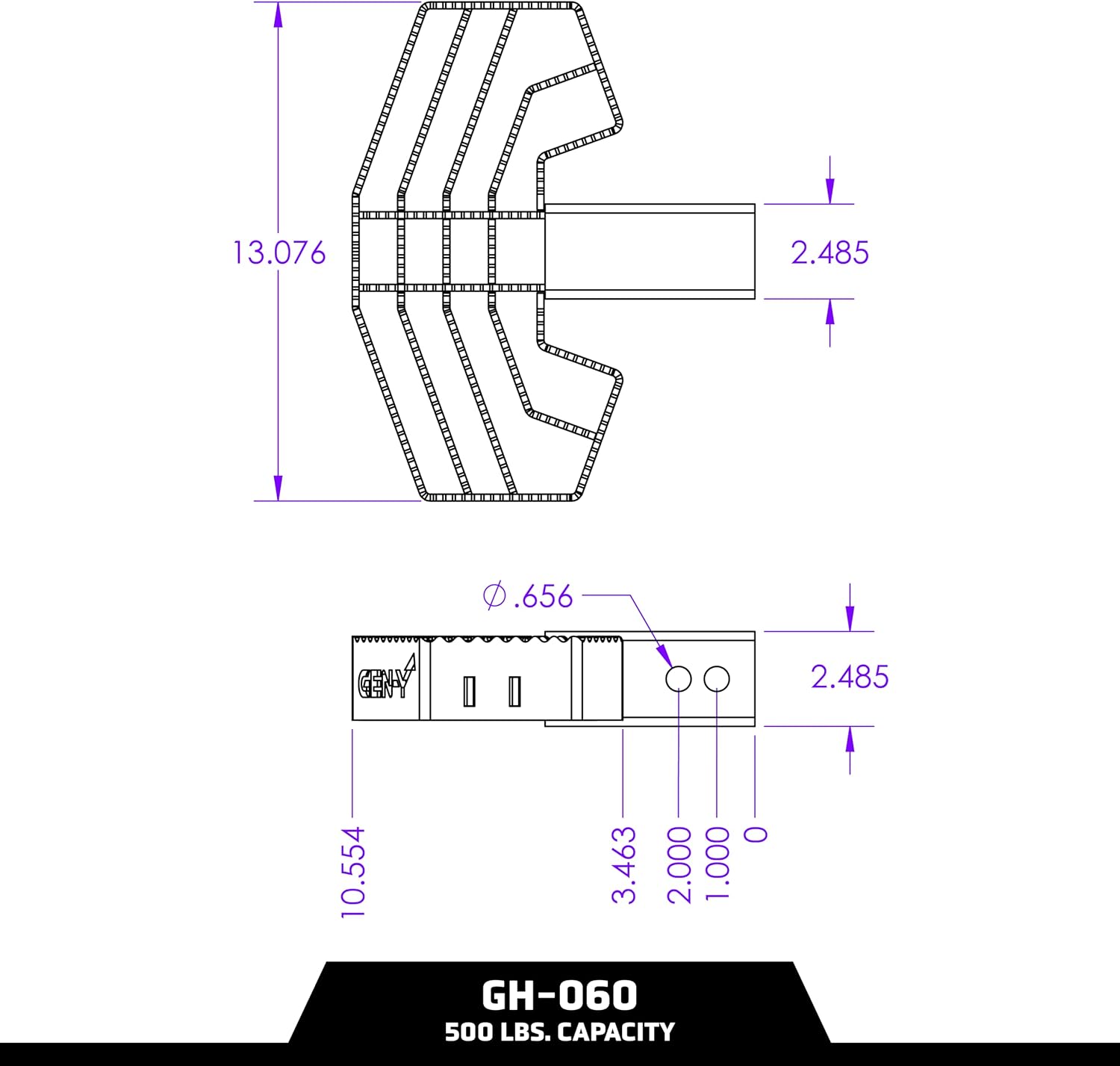 GEN-Y Hitch Serrated Hitch Step for 2.5-Inch Towing Receiver, Up to 500 LB Load Capacity with Serrated No Slip Surface, Textured Powder-Coat Finish, Black
