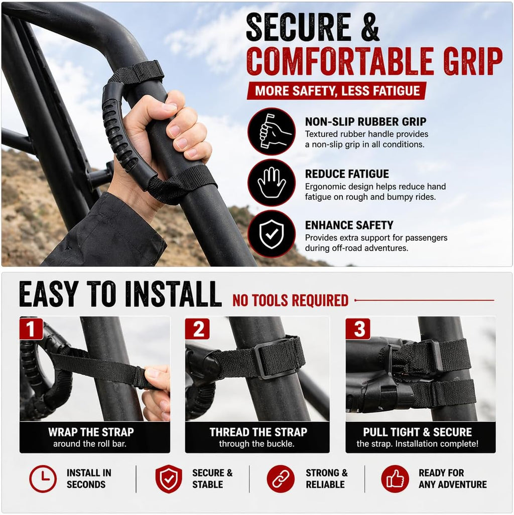 Pair Roll Bar Grip Handles for Arctic Cat Wildcat 1000 2012–2017 UTV Grab Handles Rubber Non Slip Grip Roll Cage Handles Off Road ATV UTV Accessories