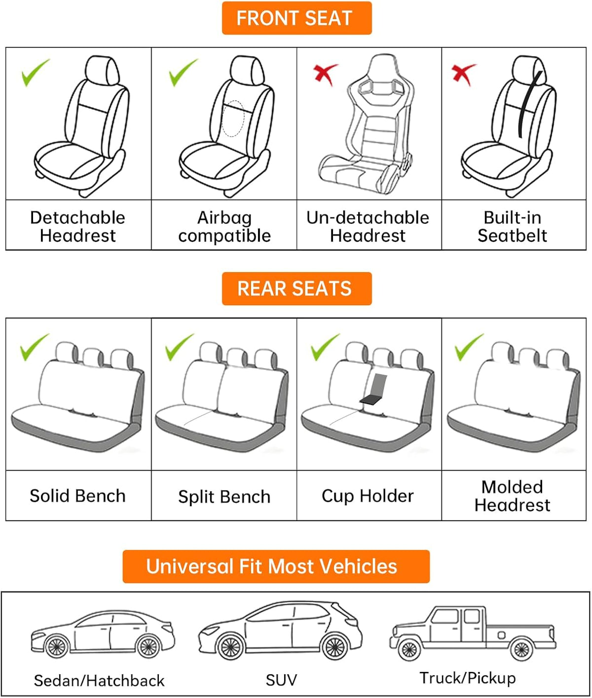pink car seat covers full set universal 5-seater, front angle view