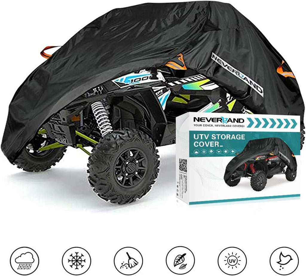 NEVERLAND UTV Cover 2-3 Seater - Heavy Duty Side by Side Cover Waterproof Outdoor Compatible with Polaris Ranger RZR Yamaha Wolverine Can-Am Defender Honda Kawasaki Teryx Textron Off Road Wildcat