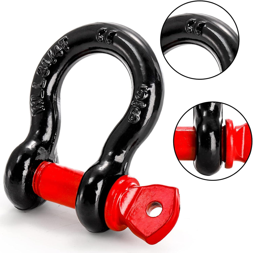 Bekith 4 Pack 5/8" D Ring Shackle 3.25 Ton (7165 Lbs) Capacity with 3/4" Pin Heavy Duty Shackles for Tow Strap, Winch, Off-Road Truck Vehicle Recovery
