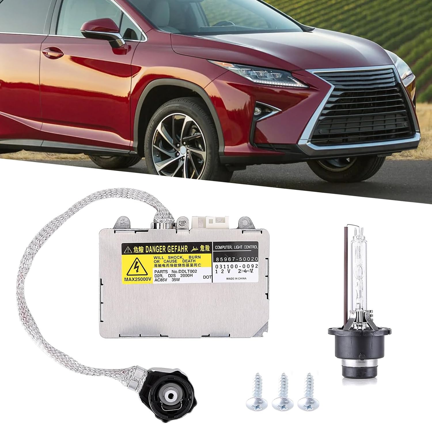 Xenon HID Headlight Ballast Control Unit with Igniter & D2S Bulb Compatible for Lexus RX350 2007 2008 2009 Replaces 85967-50020 85967-51020 Headlight Ballast Module