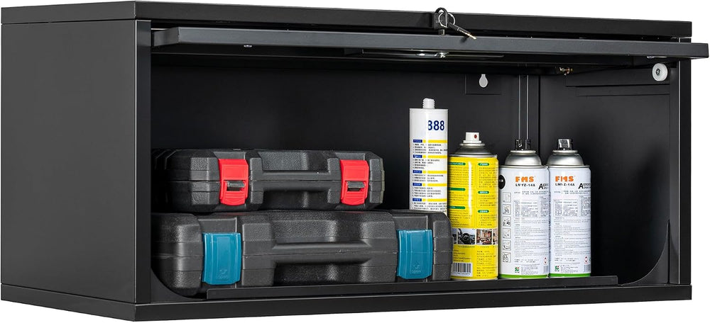 Fesbos Metal Storage Cabinet Black Wall Cabinets with Locking Door - Wall Mou...