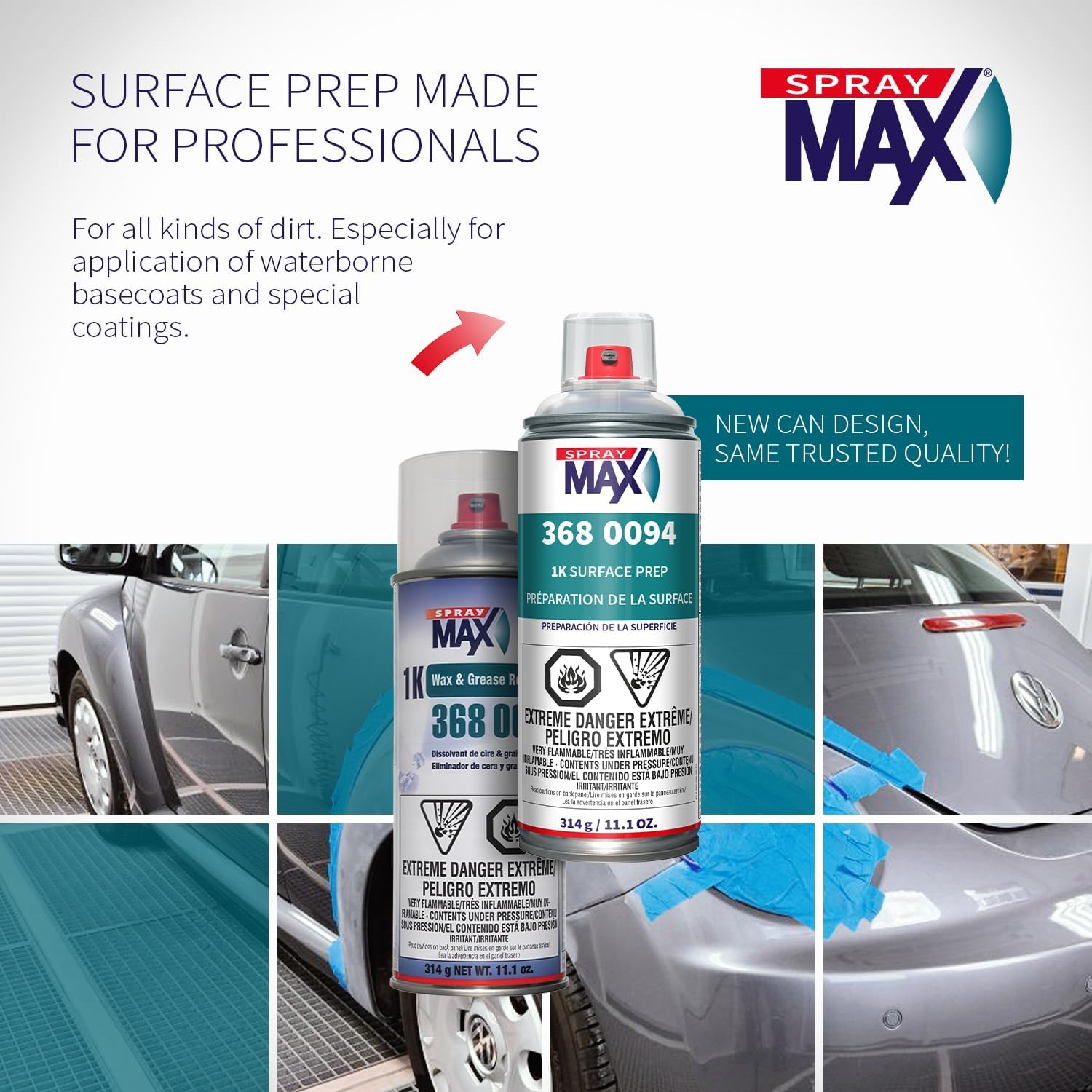 SprayMax 1K Wax & Grease Remover Transparent | Professional Surface Prep Cleaner & Degreaser for Automotive Surfaces |Removes Oil, Grease, Wax, Tar & Silicone |Waterborne Panel Prep Cleaner |11.1 oz