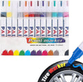 AIIONP 12 Colors Waterproof Tire Paint Pen, Permanent Oil-based Marker for Rims, Quick Drying Paint Markers Pen Set for Metal, Glass, Ceramic, Fabric, Wood, Plastic, Rock Painting (12 Colors)