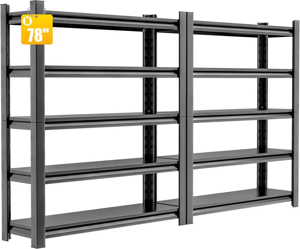2 Sets Metal Garage Shelving Unit, 3000 lbs Industrial Shelves