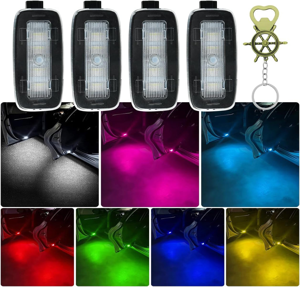 SANRILY 4Pcs Car Door welcome lights Fit For Porsche Panamera 2017-2023 Wireless Car Door Step Welcome Lights Shadow Lights (7 Color lights)