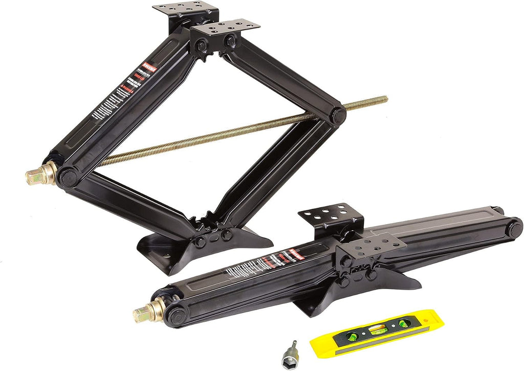 ROCKMAN RV Camper Trailer Stabilizer Leveling Scissor Jacks w/Socket & Level 24" 5000lbs Set 2